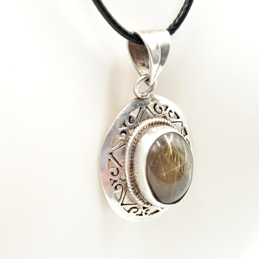 Rutilated Quartz Sterling Silver Pendant