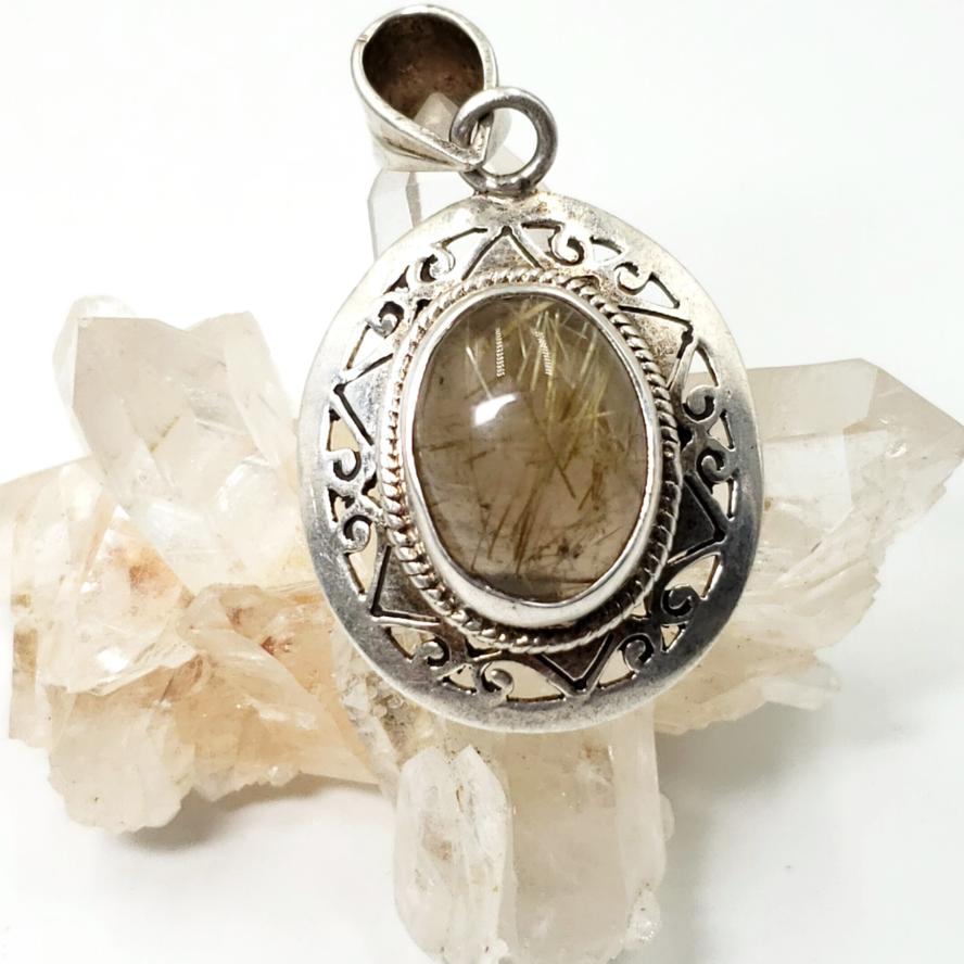 Rutilated Quartz Sterling Silver Pendant