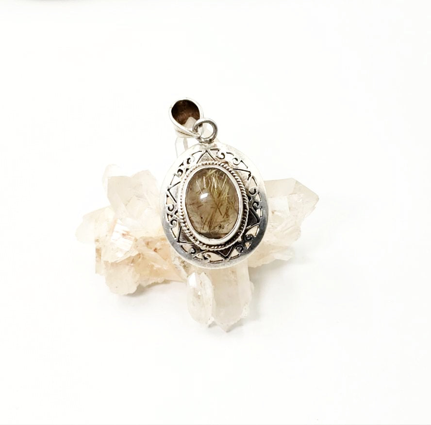 Rutilated Quartz Sterling Silver Pendant