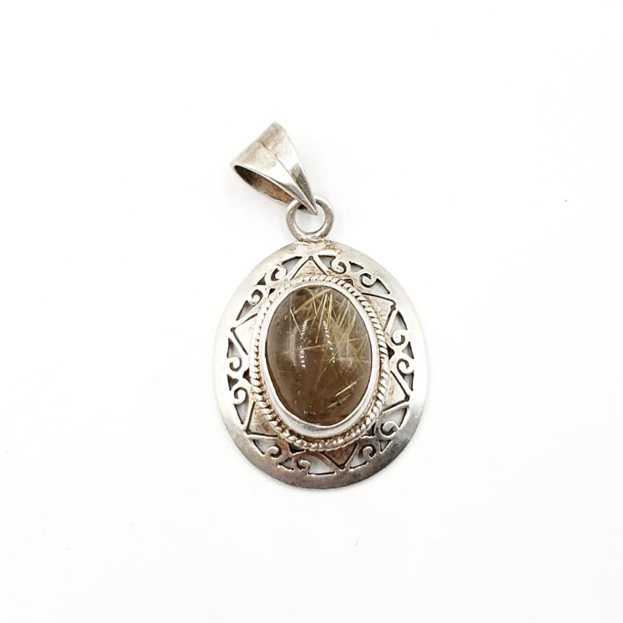 Rutilated Quartz Sterling Silver Pendant