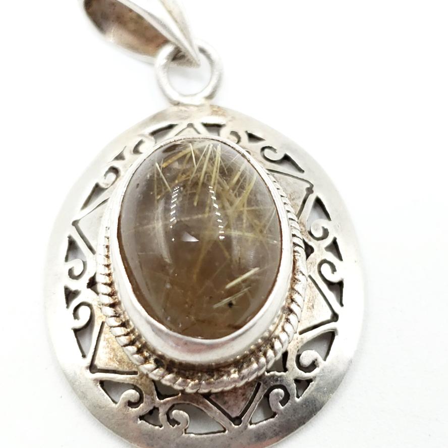 Rutilated Quartz Sterling Silver Pendant