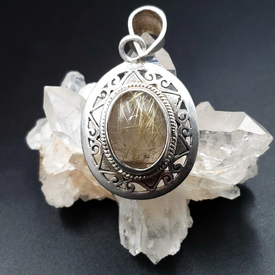 Rutilated Quartz Sterling Silver Pendant