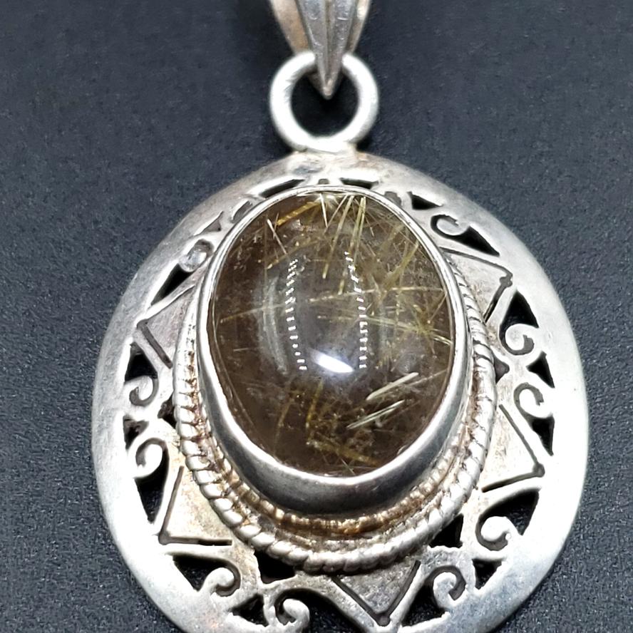 Rutilated Quartz Sterling Silver Pendant