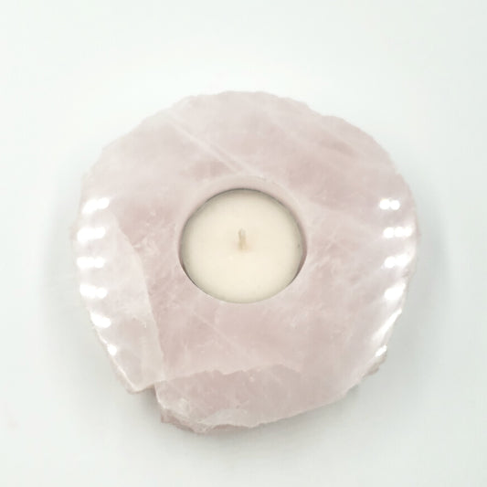 Rose Quartz Candle Holder Polished