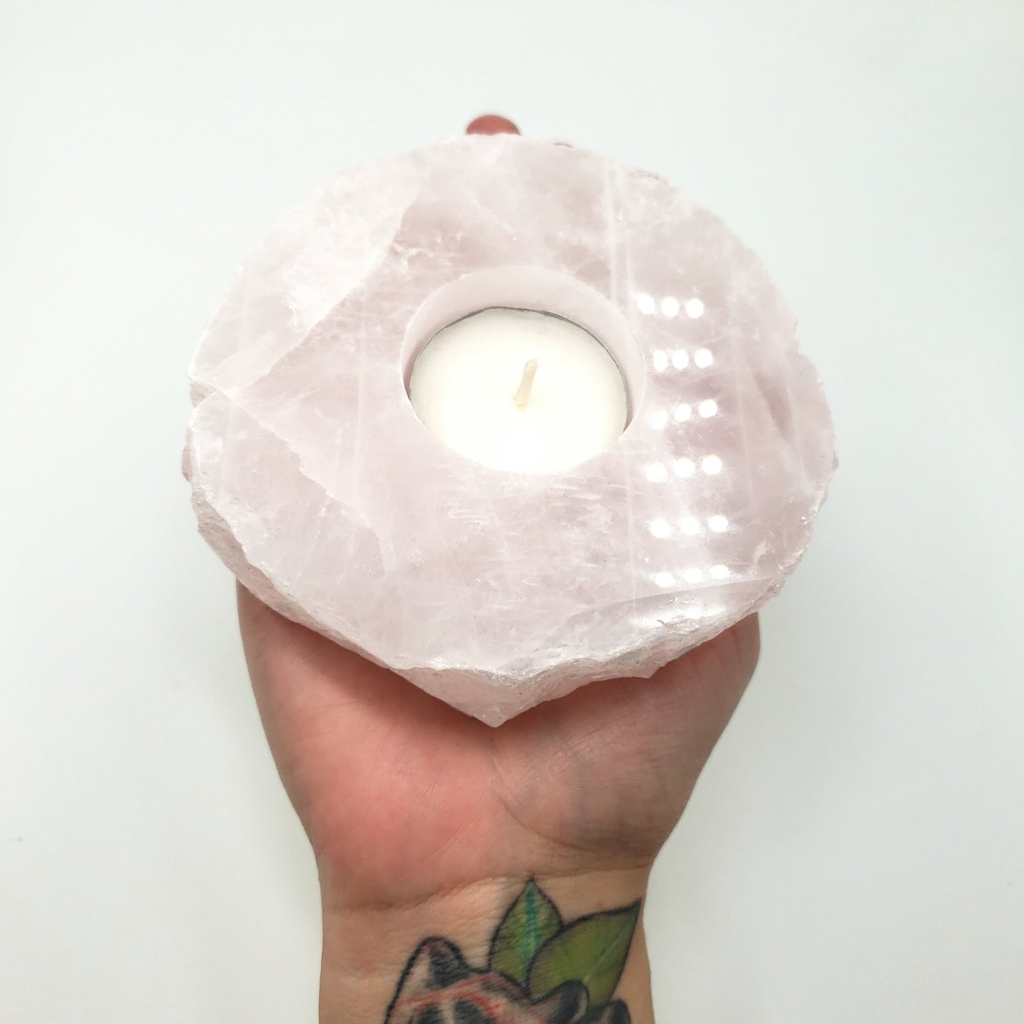 Rose Quartz Candle Holder Polished