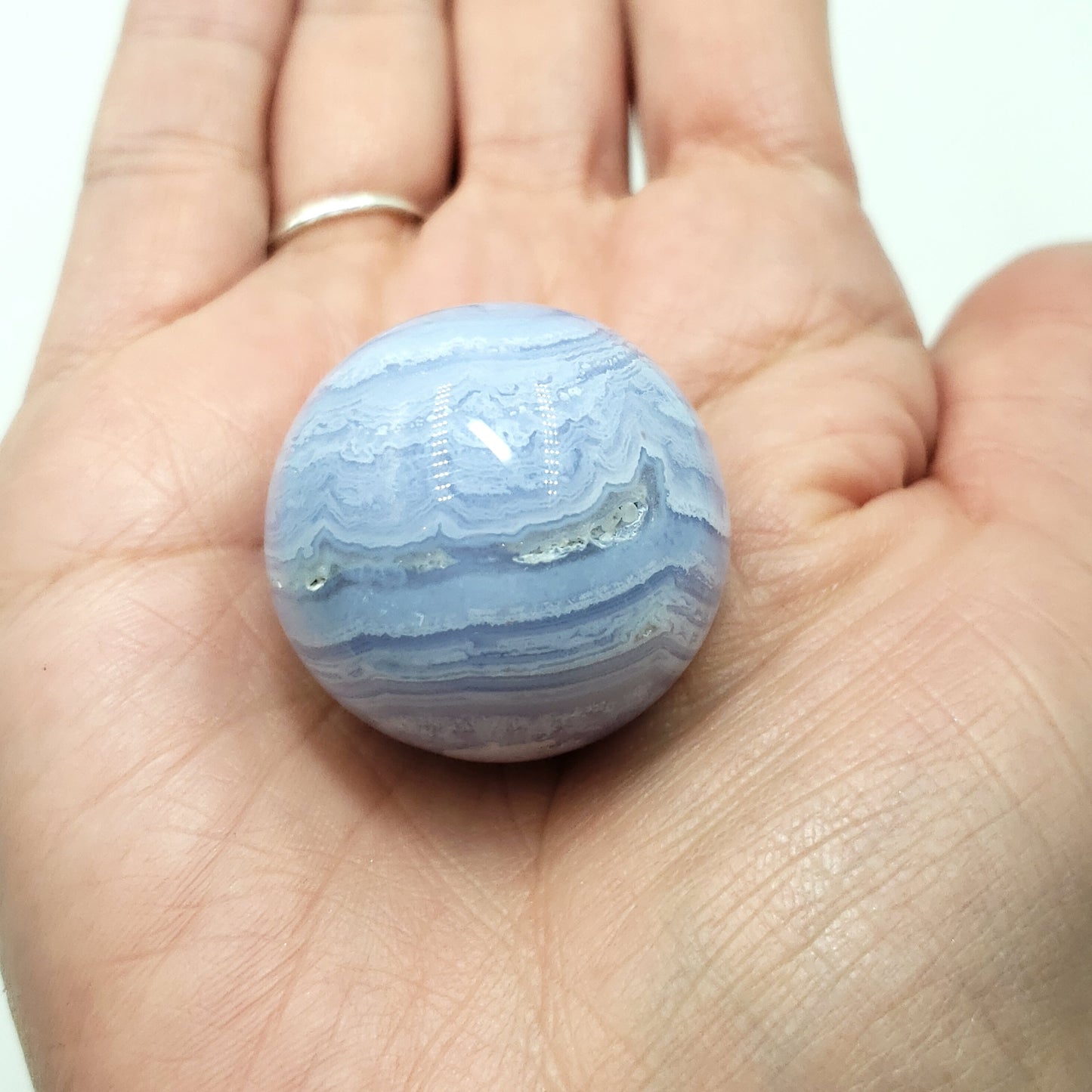 Blue Lace Agate Sphere 31.7 mm 43.5 g