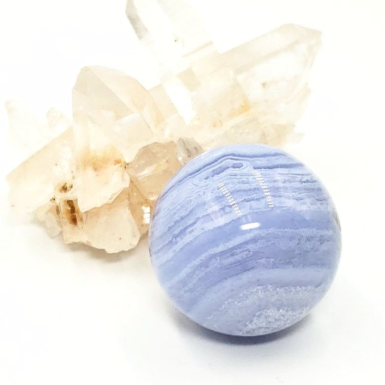 Blue Lace Agate Sphere 27.7 mm 29.2 g