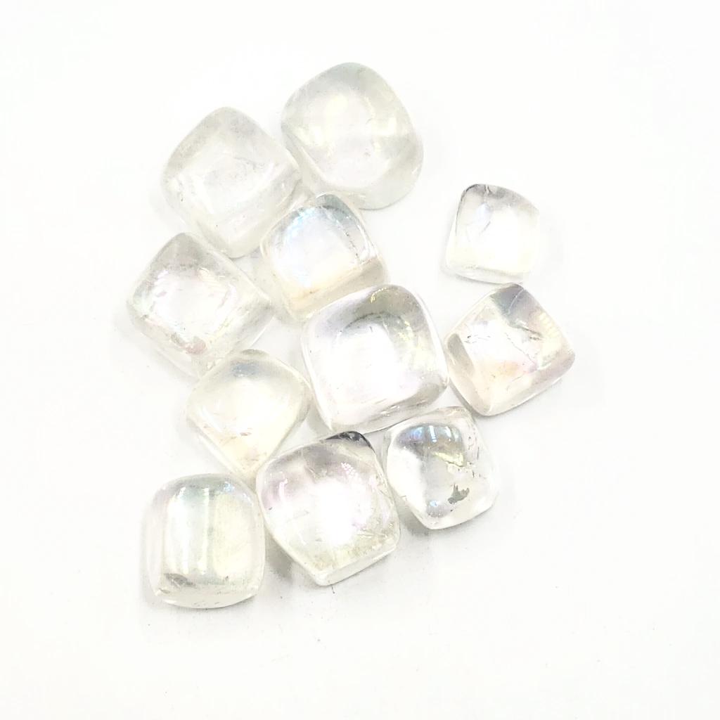 Aura Clear Quartz Cube Aura Quartz Tumbled - Elevated Metaphysical