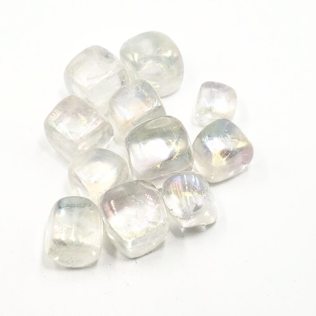 Aura Clear Quartz Cube Aura Quartz Tumbled - Elevated Metaphysical