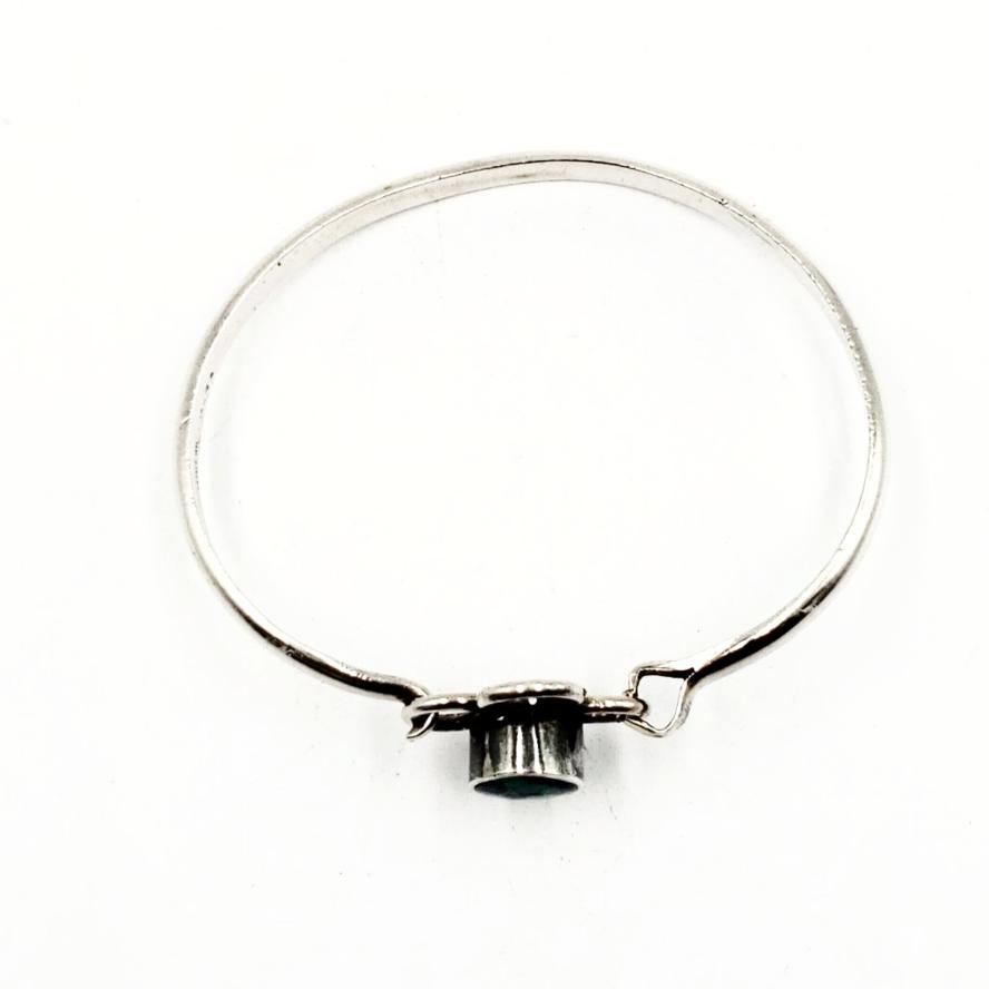 Azurite Bracelet Sterling Silver Hinged Bangle - Elevated Metaphysical