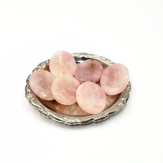 Rose Quartz Palm Stone Smooth Stone Round Stone Worry Stone - Palm/Worry Stones