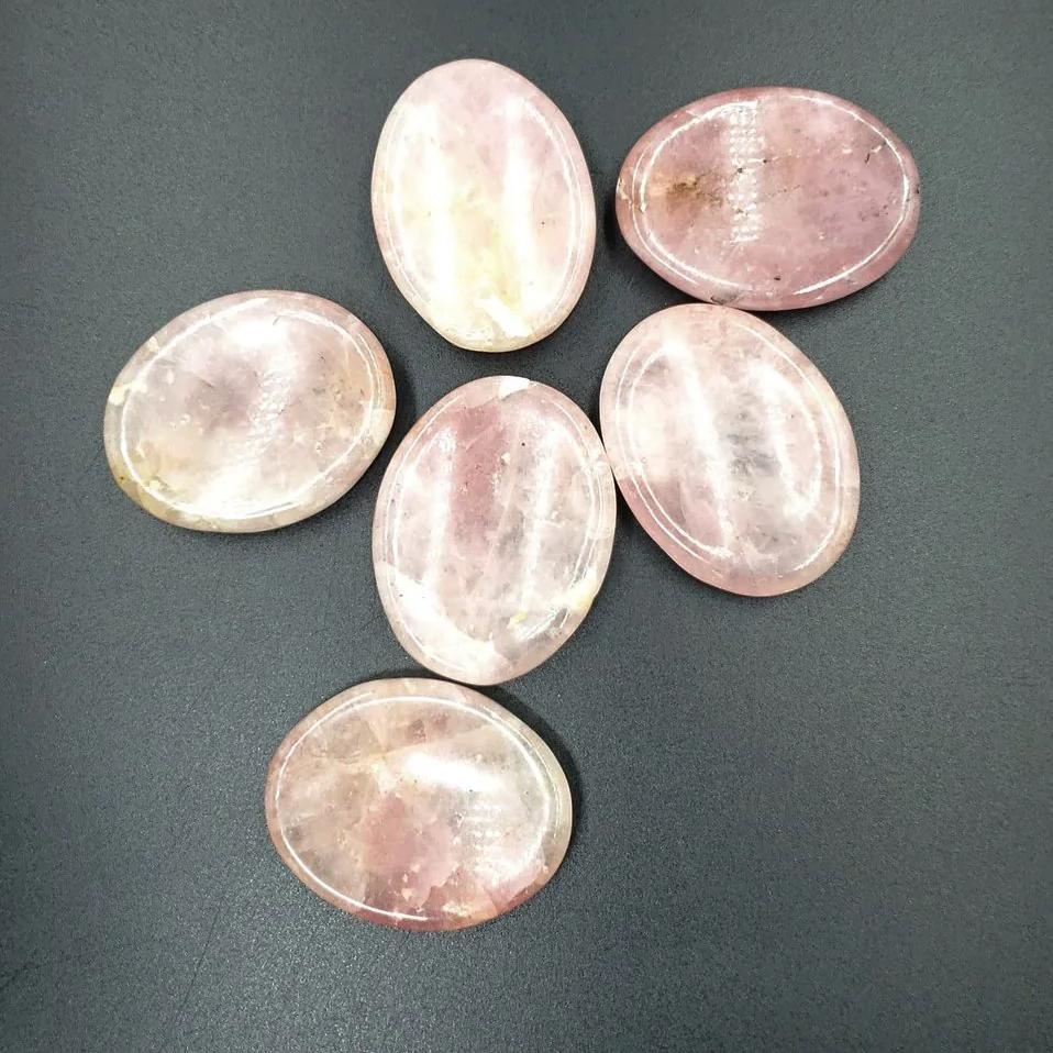 Rose Quartz Palm Stone Smooth Stone Round Stone Worry Stone - Palm/Worry Stones