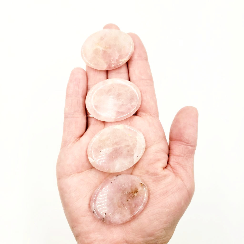 Rose Quartz Palm Stone Smooth Stone Round Stone Worry Stone - Palm/Worry Stones