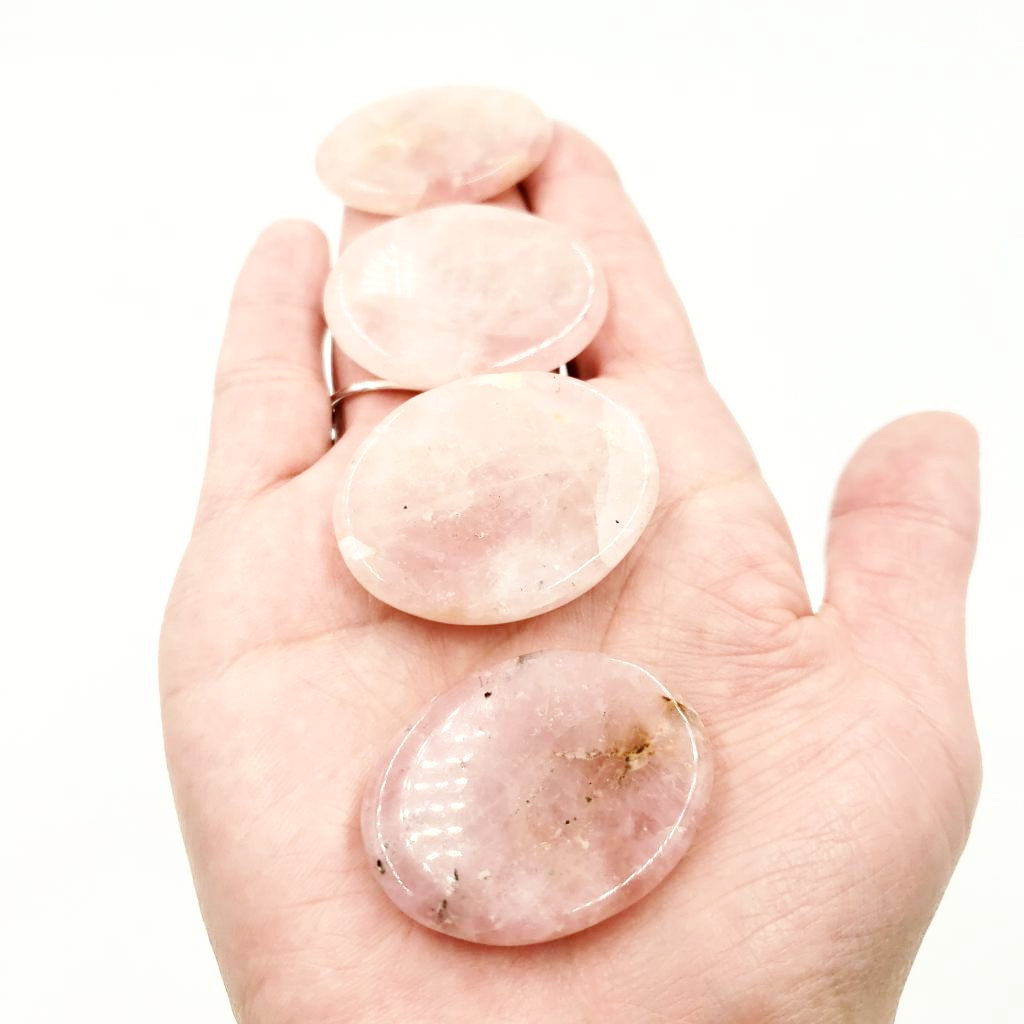 Rose Quartz Palm Stone Smooth Stone Round Stone Worry Stone - Palm/Worry Stones