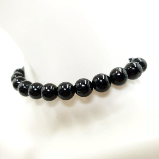 Black Tourmaline Bead Bracelet 8mm - Bracelet