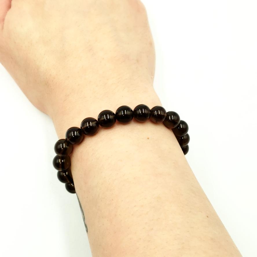 Smoky Quartz Bead Bracelet 8mm - Bracelet