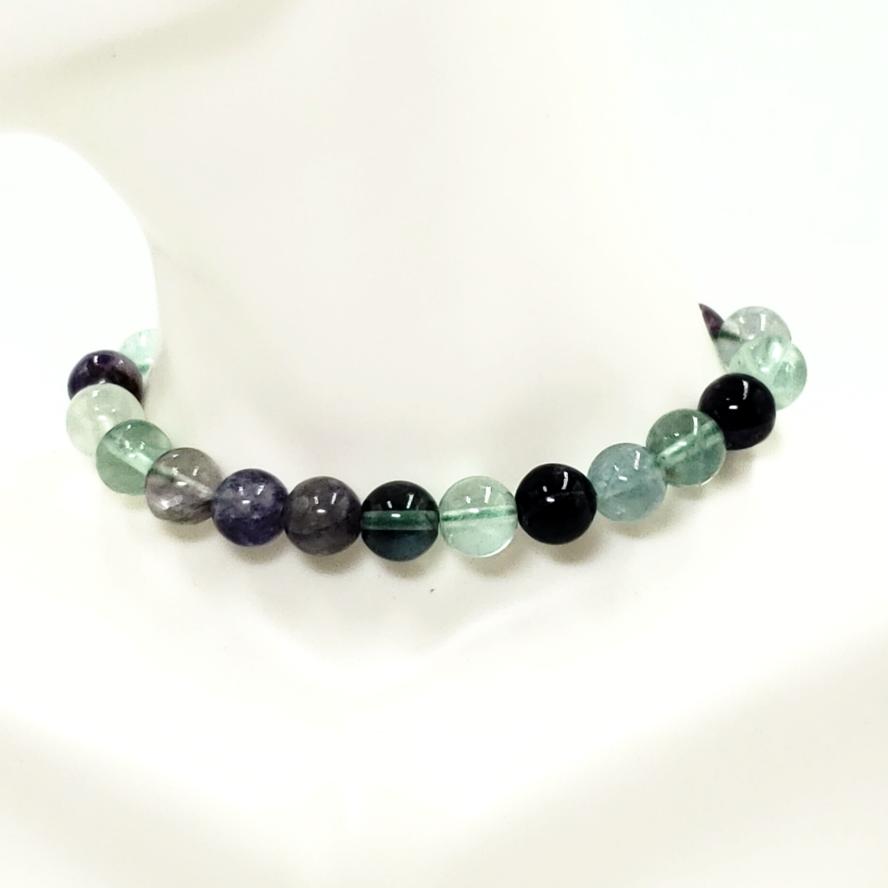 Rainbow Fluorite Bead Bracelet 8mm - Bracelet