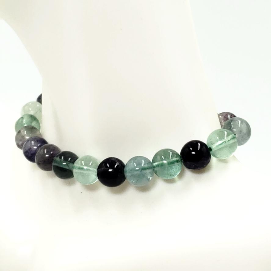 Rainbow Fluorite Bead Bracelet 8mm - Bracelet