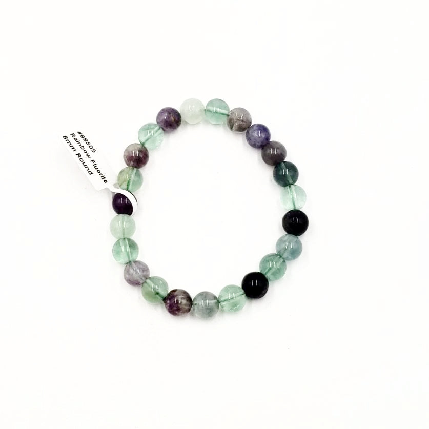 Rainbow Fluorite Bead Bracelet 8mm - Bracelet