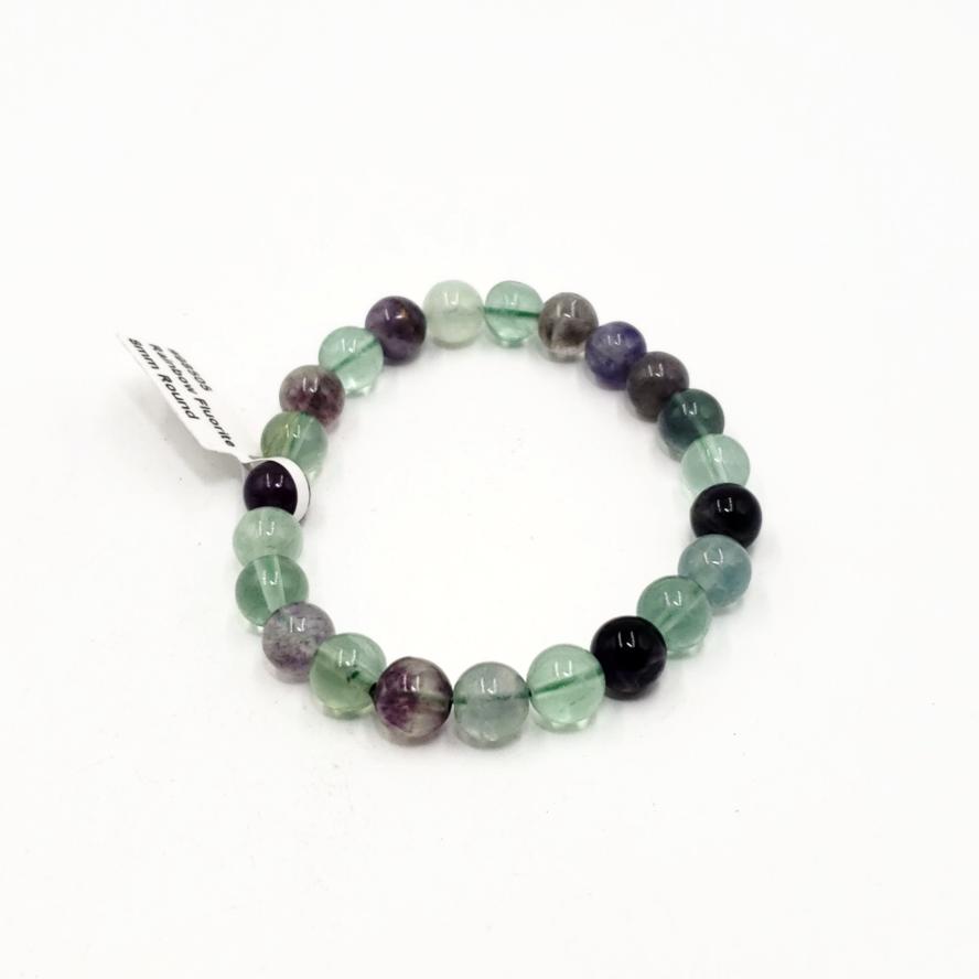 Rainbow Fluorite Bead Bracelet 8mm - Bracelet