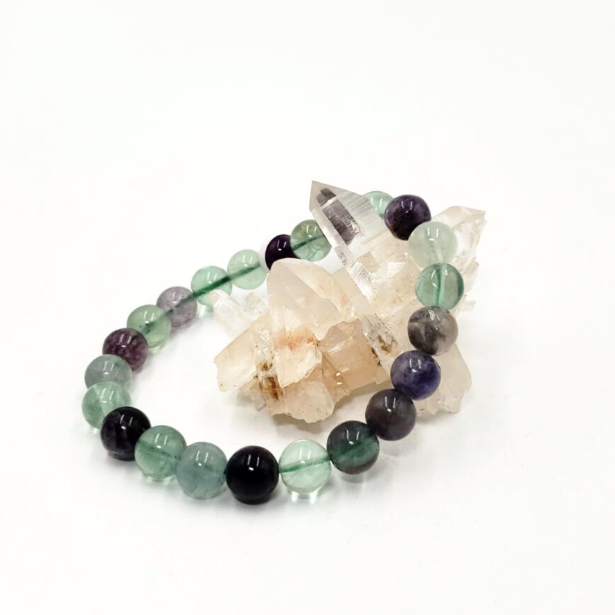 Rainbow Fluorite Bead Bracelet 8mm - Bracelet