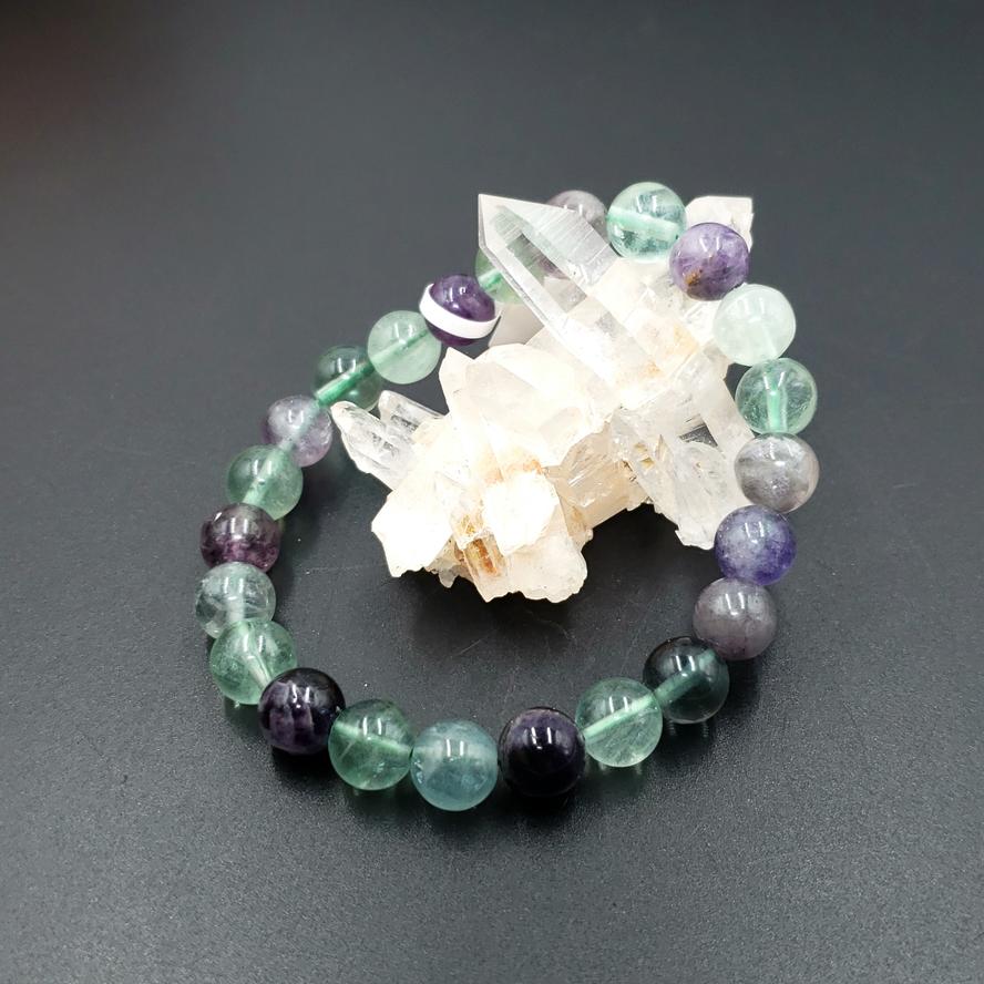 Rainbow Fluorite Bead Bracelet 8mm - Bracelet