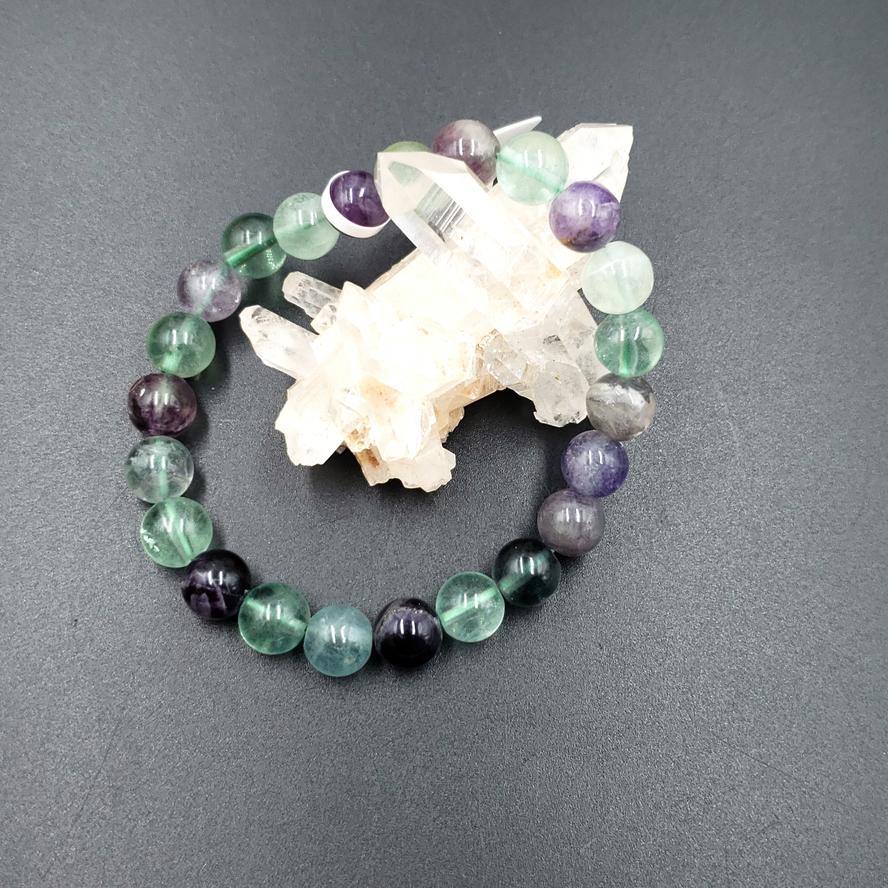 Rainbow Fluorite Bead Bracelet 8mm - Bracelet