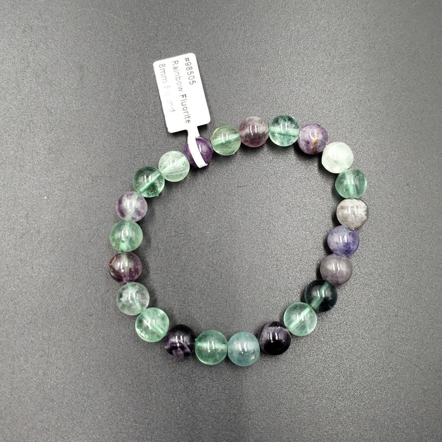 Rainbow Fluorite Bead Bracelet 8mm - Bracelet