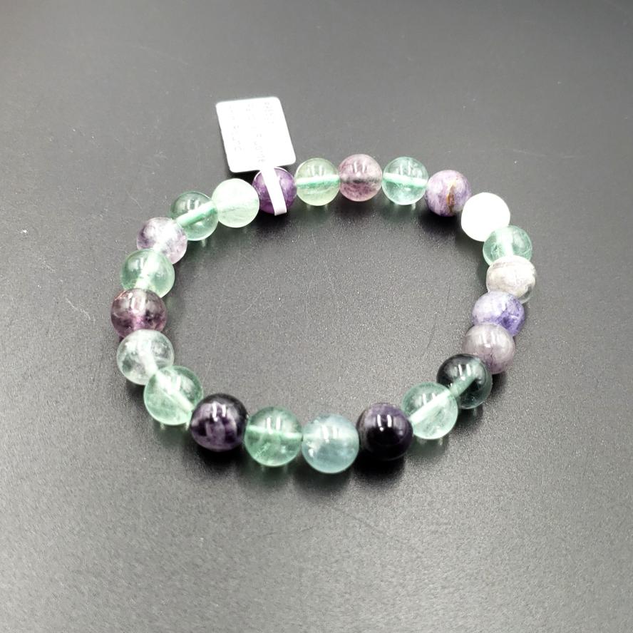 Rainbow Fluorite Bead Bracelet 8mm - Bracelet