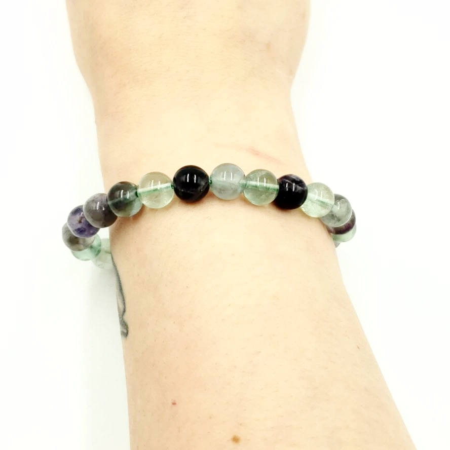 Rainbow Fluorite Bead Bracelet 8mm - Bracelet