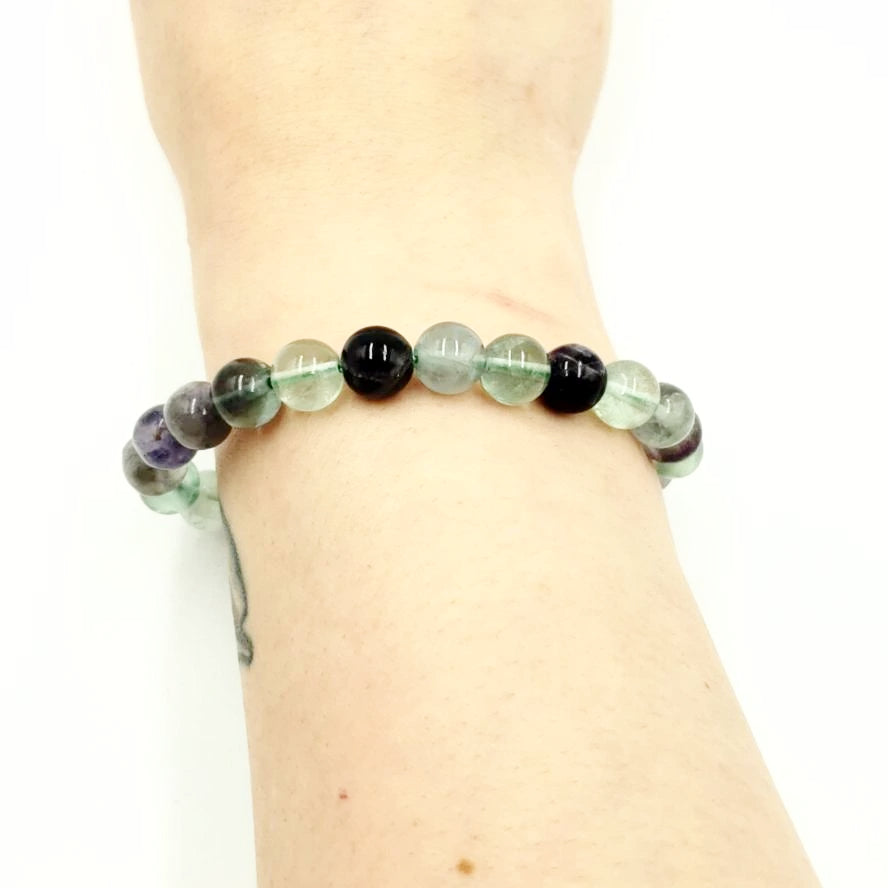 Rainbow Fluorite Bead Bracelet 8mm - Bracelet