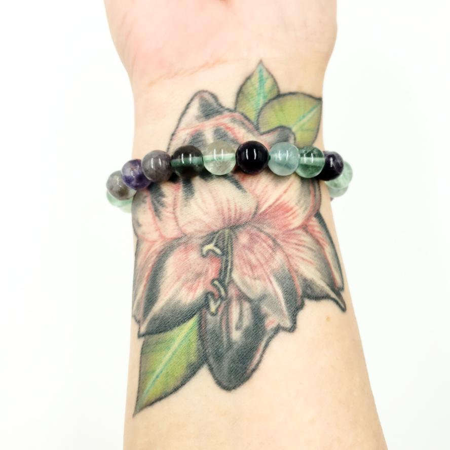 Rainbow Fluorite Bead Bracelet 8mm - Bracelet