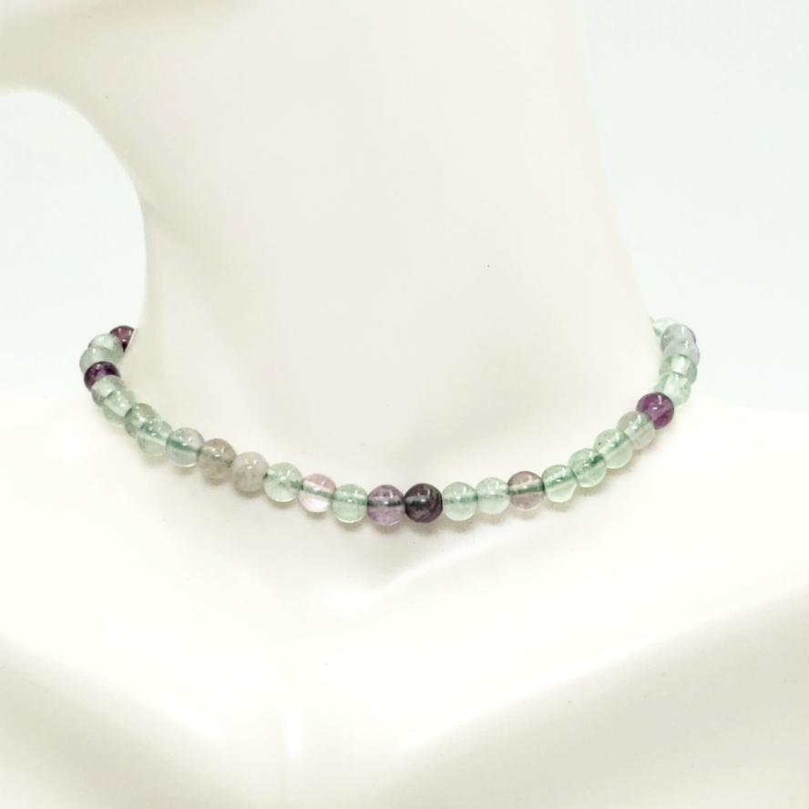 Rainbow Fluorite Bead Bracelet 4mm - Bracelet