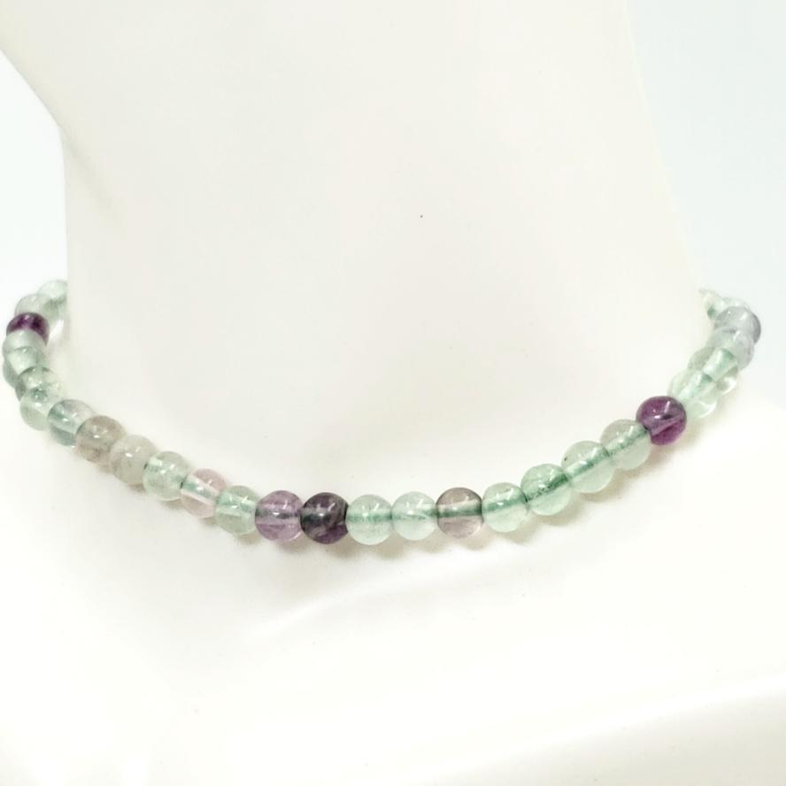 Rainbow Fluorite Bead Bracelet 4mm - Bracelet