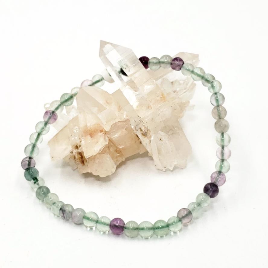 Rainbow Fluorite Bead Bracelet 4mm - Bracelet