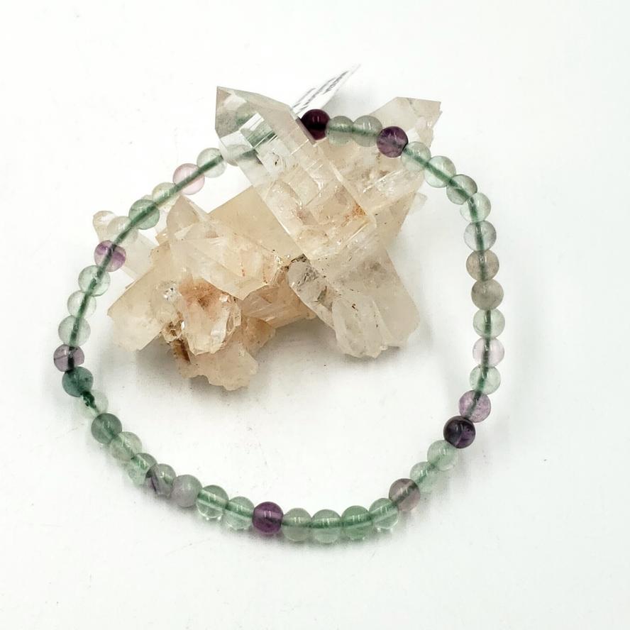 Rainbow Fluorite Bead Bracelet 4mm - Bracelet