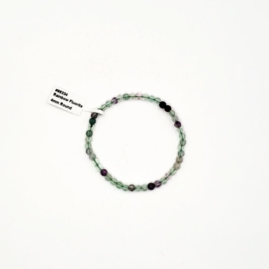 Rainbow Fluorite Bead Bracelet 4mm - Bracelet