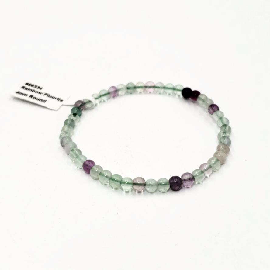 Rainbow Fluorite Bead Bracelet 4mm - Bracelet