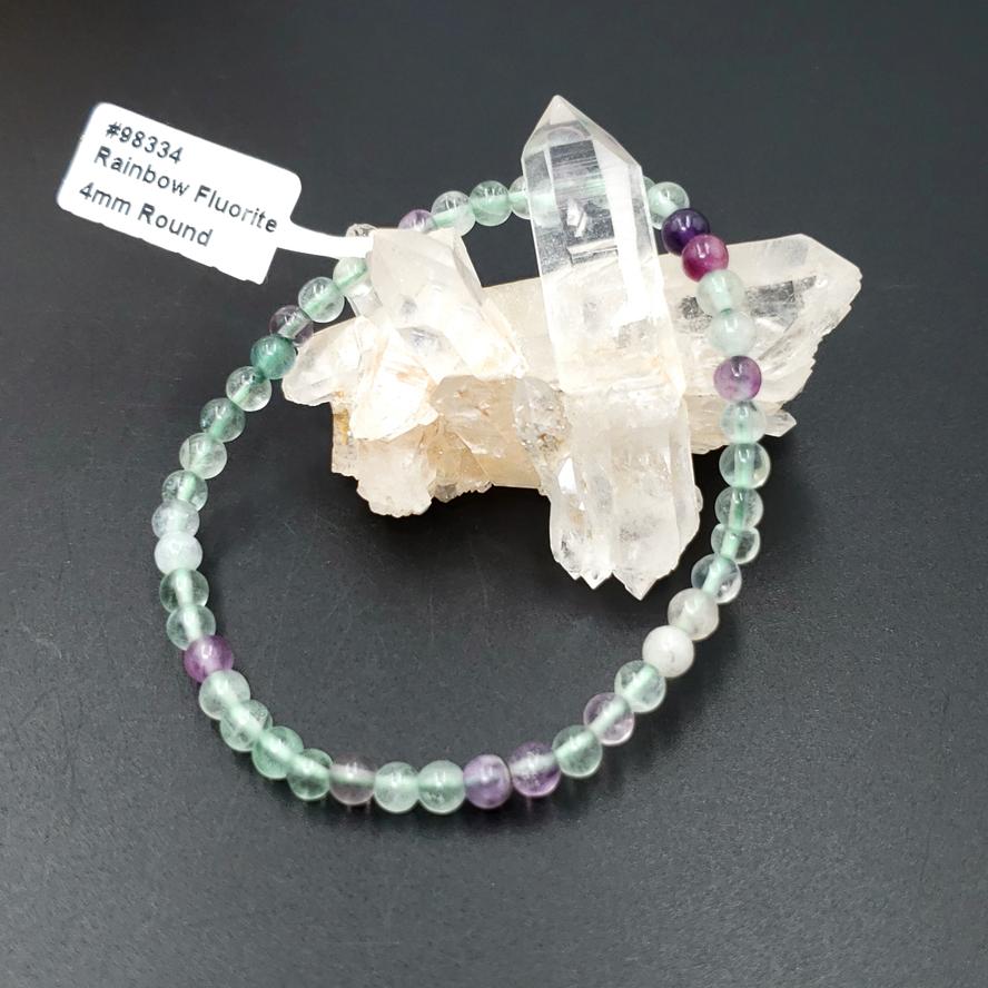 Rainbow Fluorite Bead Bracelet 4mm - Bracelet