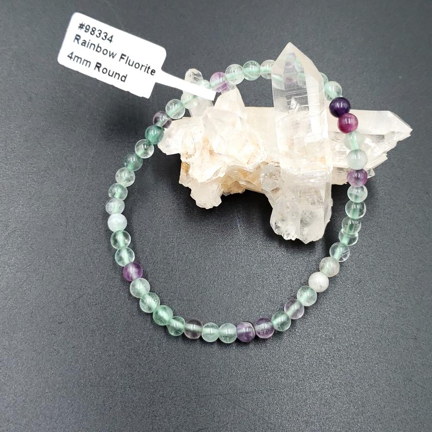 Rainbow Fluorite Bead Bracelet 4mm - Bracelet