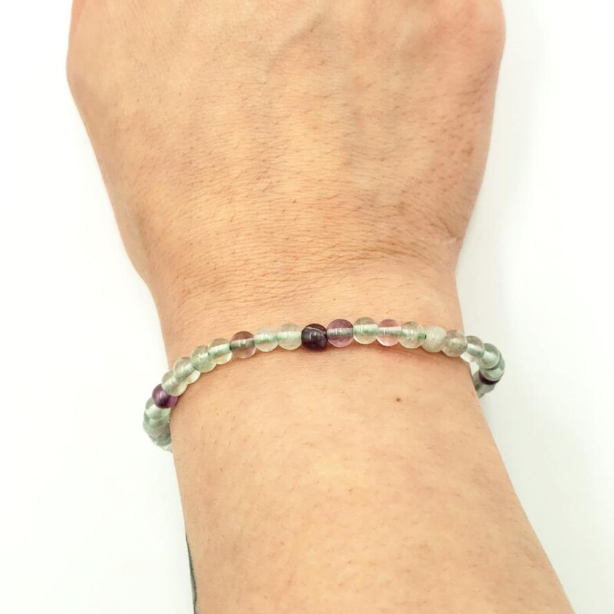 Rainbow Fluorite Bead Bracelet 4mm - Bracelet