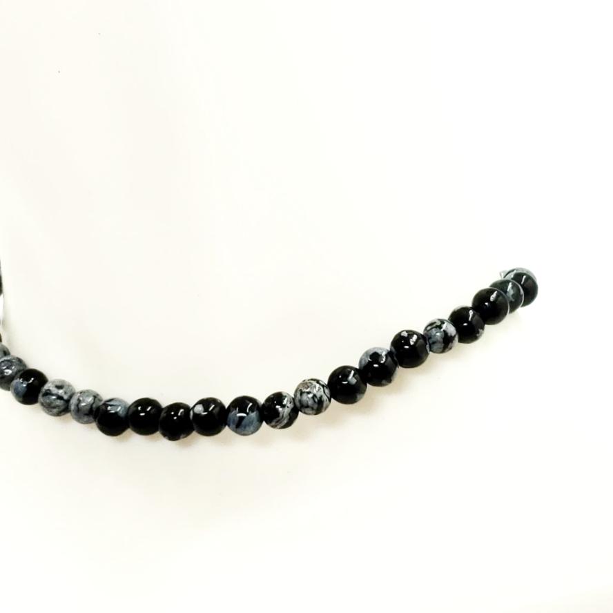 Snowflake Obsidian Bead Bracelet 4mm - Bracelet