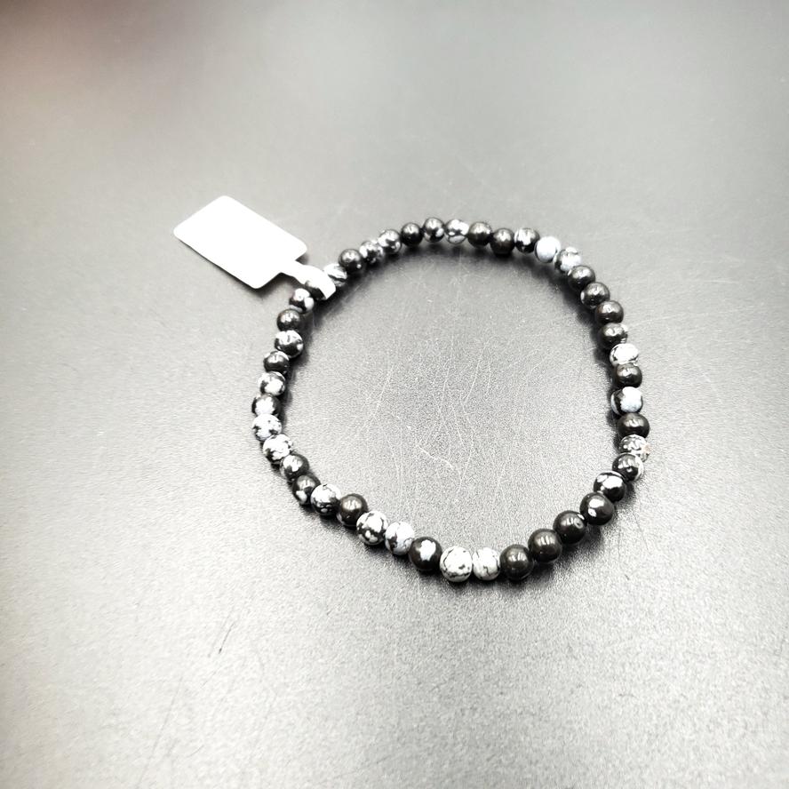 Snowflake Obsidian Bead Bracelet 4mm - Bracelet