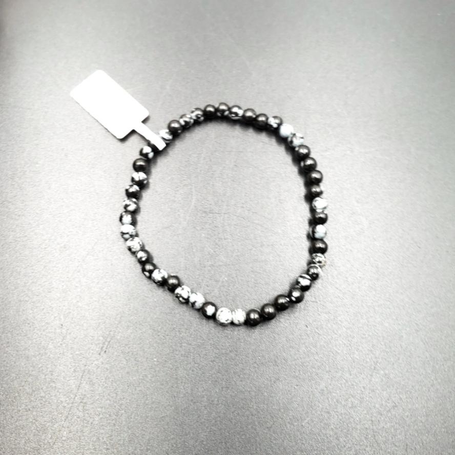 Snowflake Obsidian Bead Bracelet 4mm - Bracelet