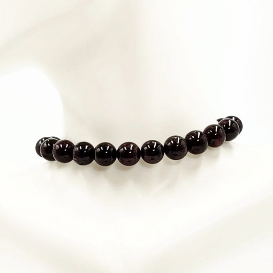 Garnet Bead Bracelet 9mm 8-10mm 7" - Bracelet