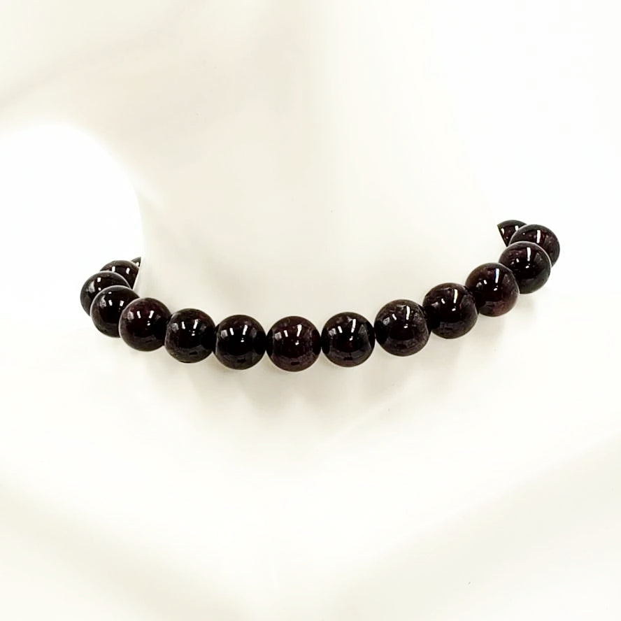 Garnet Bead Bracelet 9mm 8-10mm 7" - Bracelet