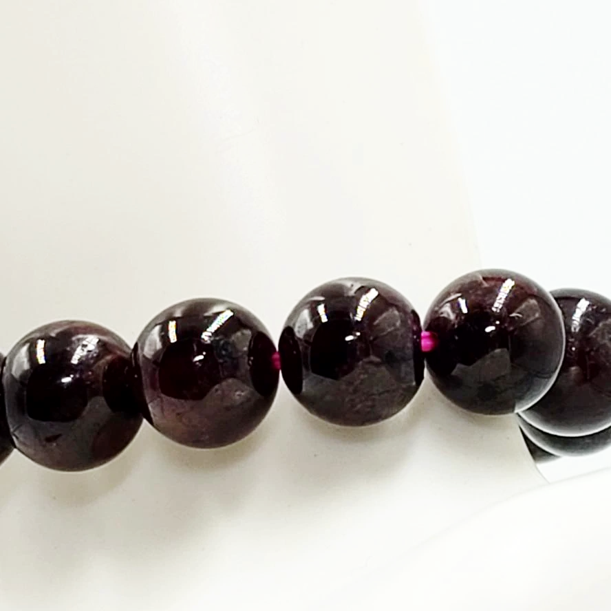 Garnet Bead Bracelet 9mm 8-10mm 7" - Bracelet