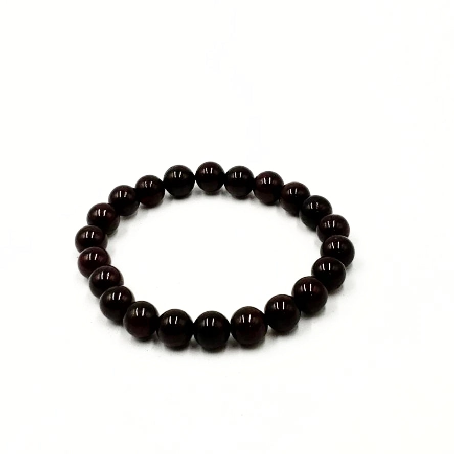 Garnet Bead Bracelet 9mm 8-10mm 7" - Bracelet