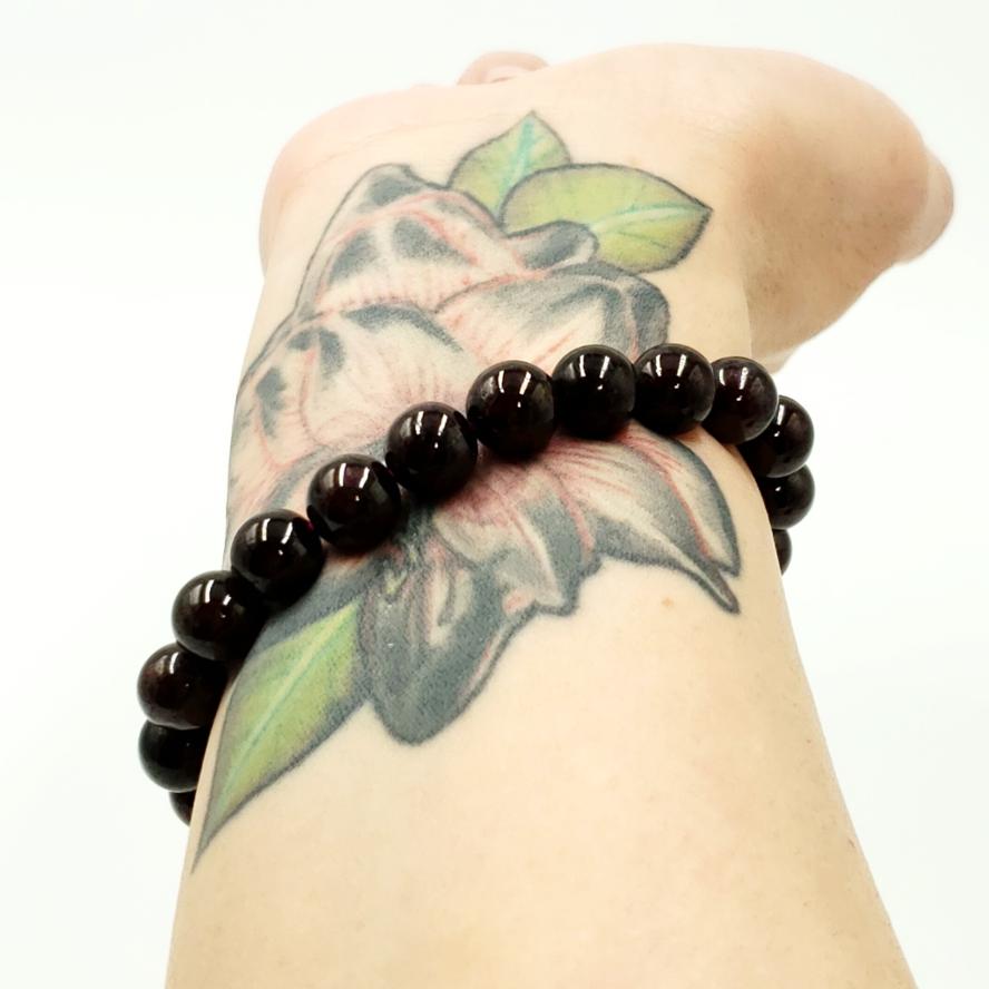 Garnet Bead Bracelet 9mm 8-10mm 7" - Bracelet