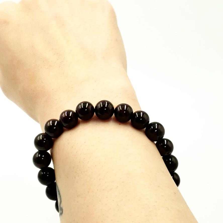 Garnet Bead Bracelet 9mm 8-10mm 7" - Bracelet